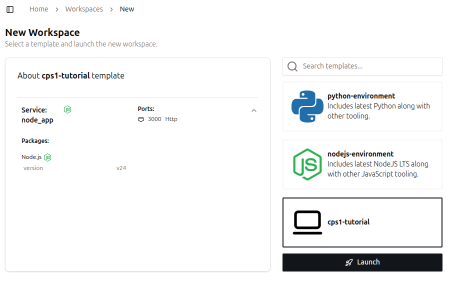 Launch Workspace